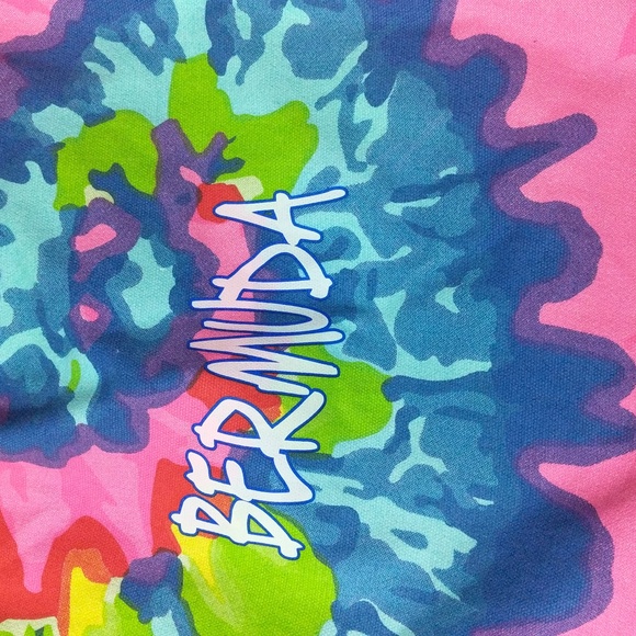 #186. GETAGADGET BERMUDA TIE DYE Canvas Tote with Braided Handles. - Picture 3 of 6